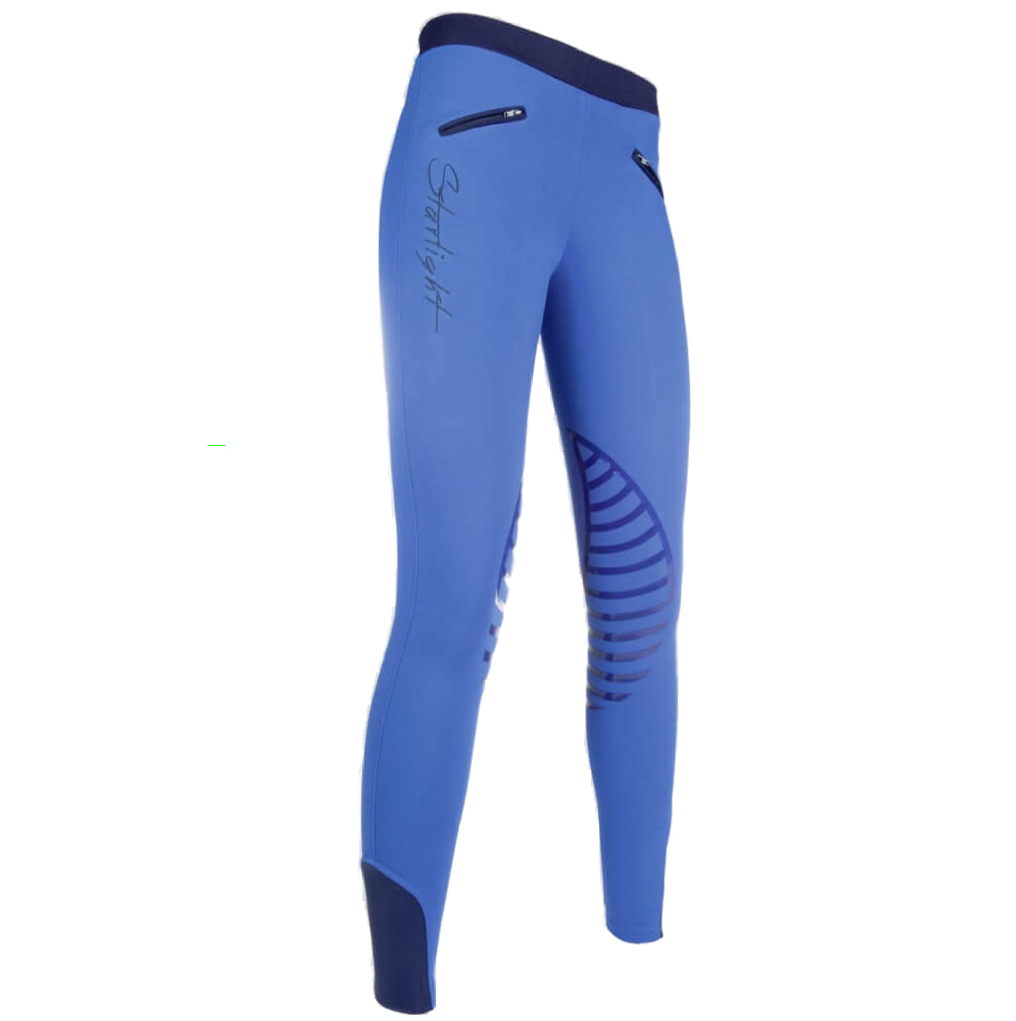 HKM Reitleggings Starlight, Silikon Kniebesatz, kobaltblau